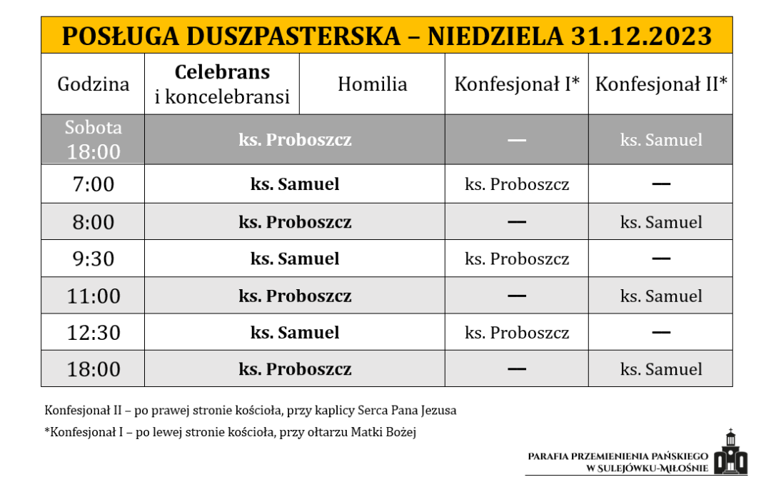 31.12.2023 – Niedziela Świętej Rodziny