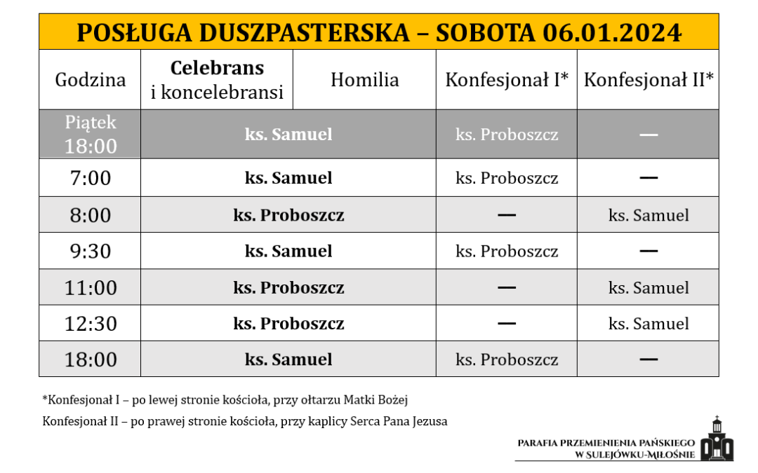 06.01.2024 – Uroczystość Objawienia Pańskiego (Trzech Króli)