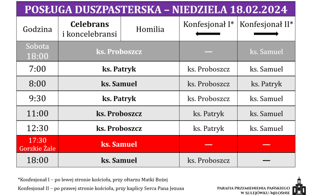 18.02.2024 – I niedziela Wielkiego Postu