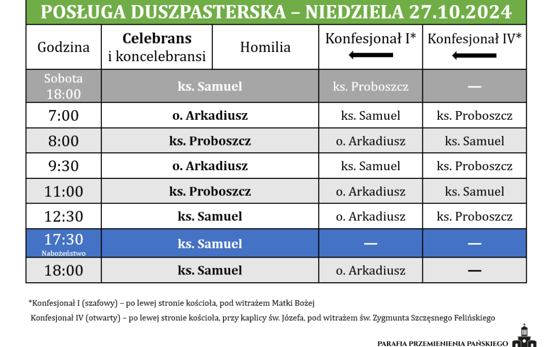 27.10.2024 – XXX niedziela zwykła