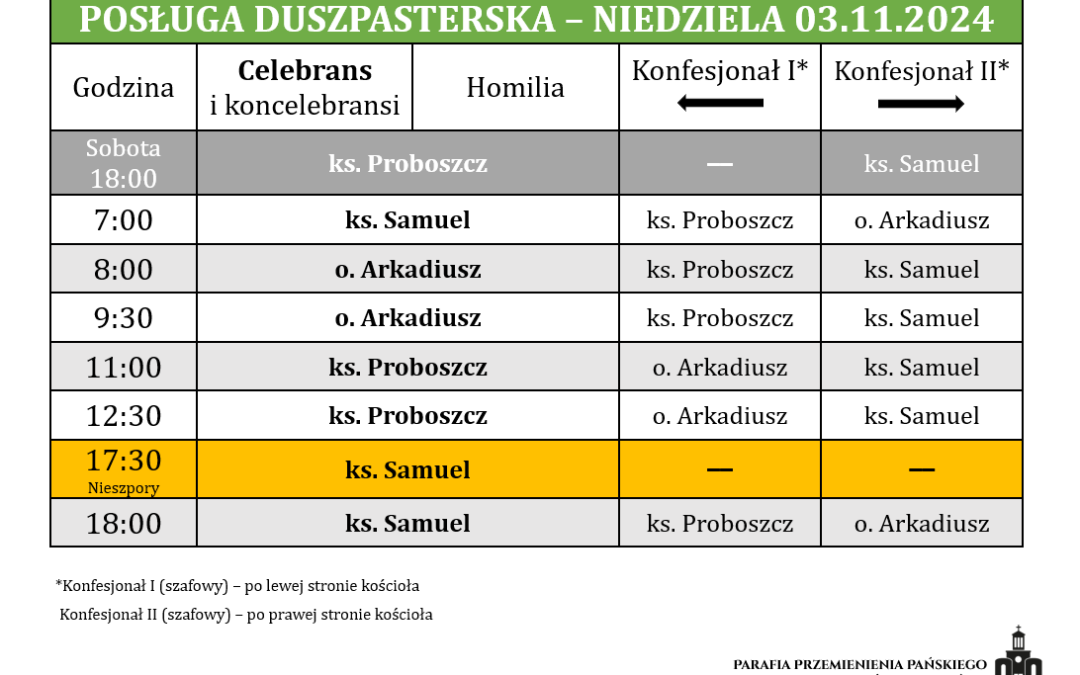03.11.2024 – XXXI niedziela zwykła