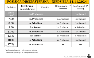 24.11.2024 – Uroczystość Jezusa Chrystusa Króla Wszechświata