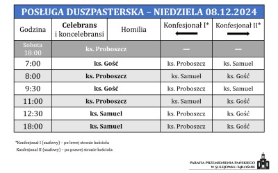 08.12.2024 – Uroczystość Niepokalanego Poczęcia NMP