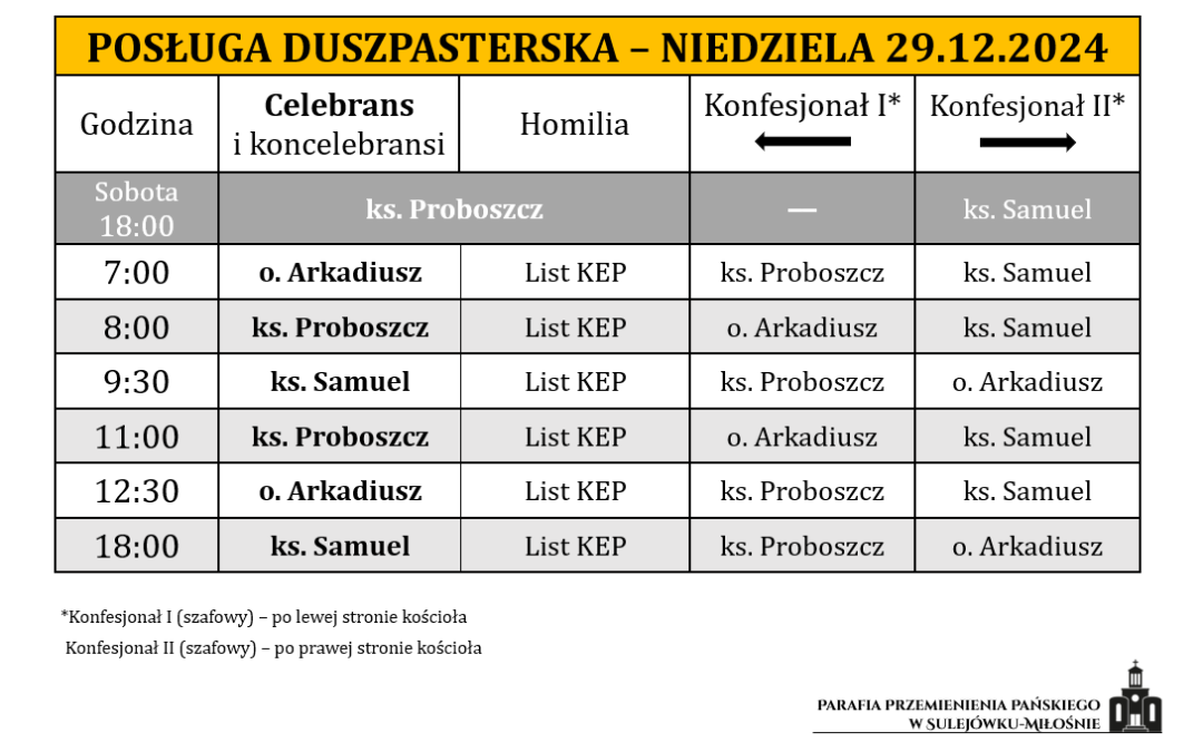 29.12.2024 – Niedziela Świętej Rodziny