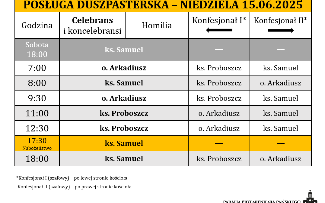 15.06.2025 – Niedziela Najświętszej Trójcy