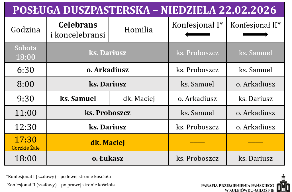 22.02.2026 – I niedziela Wielkiego Postu