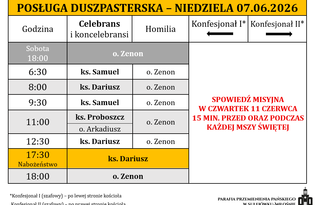 07.06.2026 – X Niedziela Zwykła