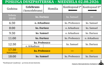 02.08.2026 – XVIII Niedziela Zwykła