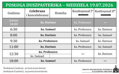 19.07.2026 – XVI Niedziela Zwykła