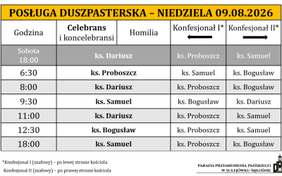 09.08.2026 – Przemienienie Pańskie