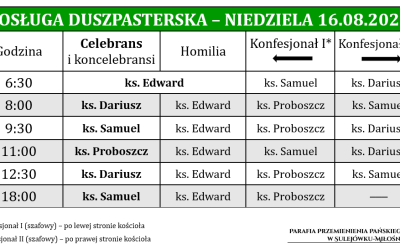 16.08.2026 – XX niedziela zwykła