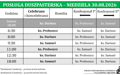 30.08.2026 – XXII niedziela zwykła